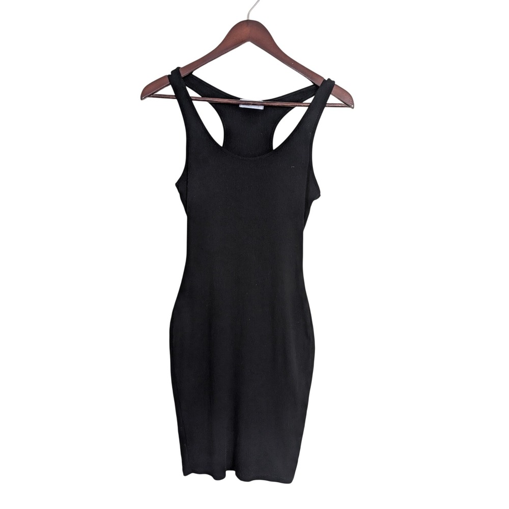 Popular 21 Black Ribbed Racerback Bodycon Mini Dress DX5796 Small